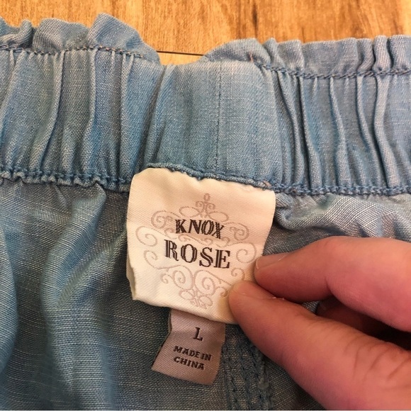 Knox Rose Light Blue Lyocell Jogger Pants Womens Large Drawstring Crop 32x26 - Picture 3 of 8